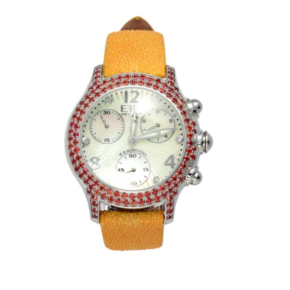 Diamond & Orange Sapphire 3.31 Tcw Unisex Watch main image 5
